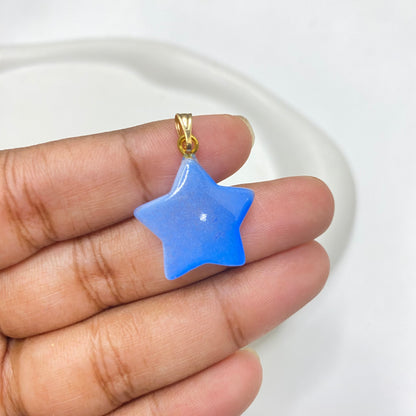 GB 1556 sea blue Star glass pendant- per piece