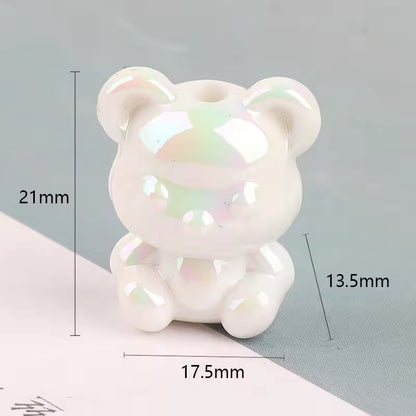 AB24 Cute Bear shiny luminous Acrylic bead ( 1 pc ) UV Plated ( 17:21 mm )