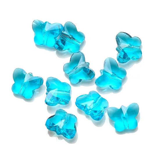 BBB 79 (c) Light Blue Butterfly Faceted Crystal glass beads ( 1 pc )