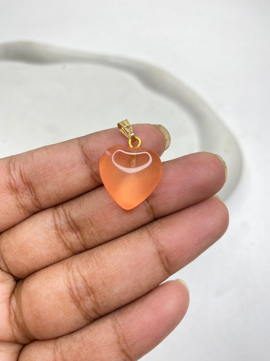 BBB 151 (b) Orange heart glass bead Pendant ( 1 pc ) ( 15:20 mm )