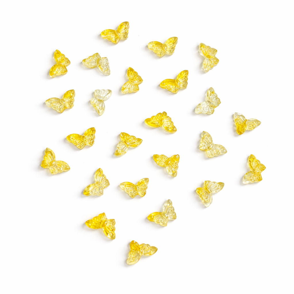 BBB 298 (g) Yellow Clear Butterfly glass bead ( 1 pc ) Lampwork Bead ( 15 mm )