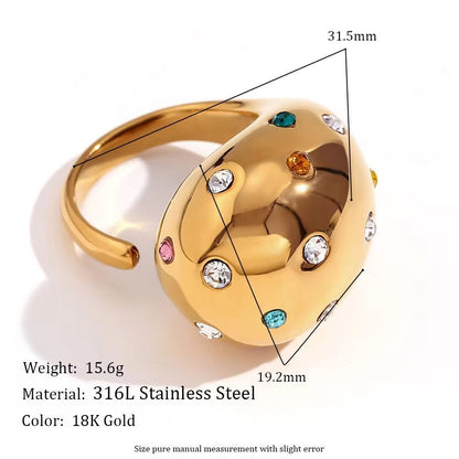 SJ 492 Colourful Zircon teardrop ring - premium collection - 18k Gold PVD plated stainless steel - Anti tarnish - Wholesale