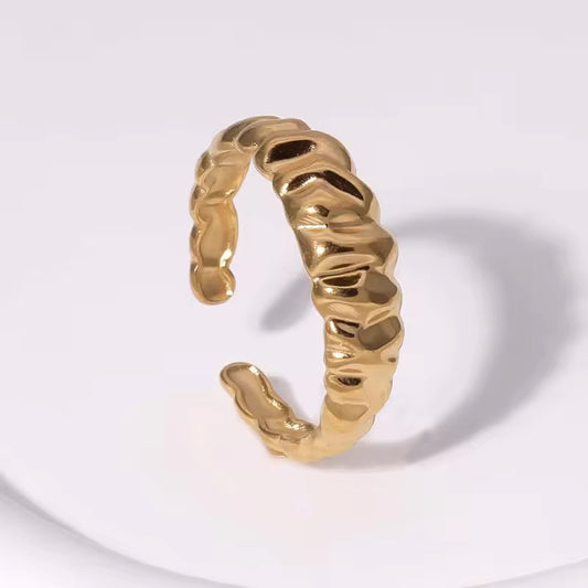 SS 193 Irregular chunky style ring adjustable- 18k gold plated stainless steel - Anti tarnish - Wholesale