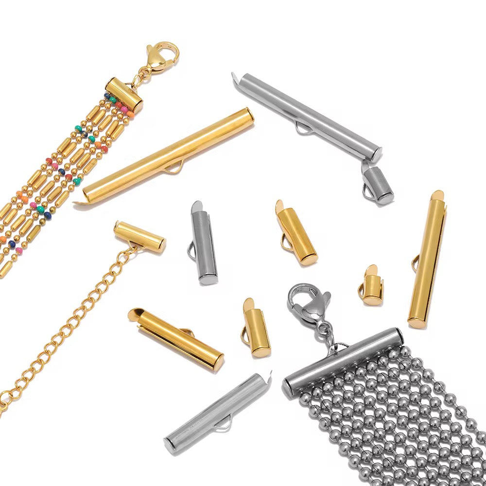 SS 1116 Slider Clasp Bucket Tube Connector 18k Gold PVD plated stainless steel ( 1 pc ) Anti tarnish