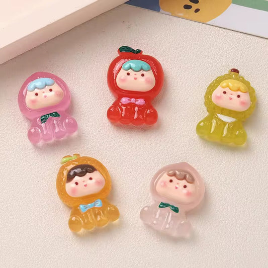 BBB 069 (c) Orange Fruit baby cartoon Kawai themed resin charm ( 1 pc ) with / without Hook