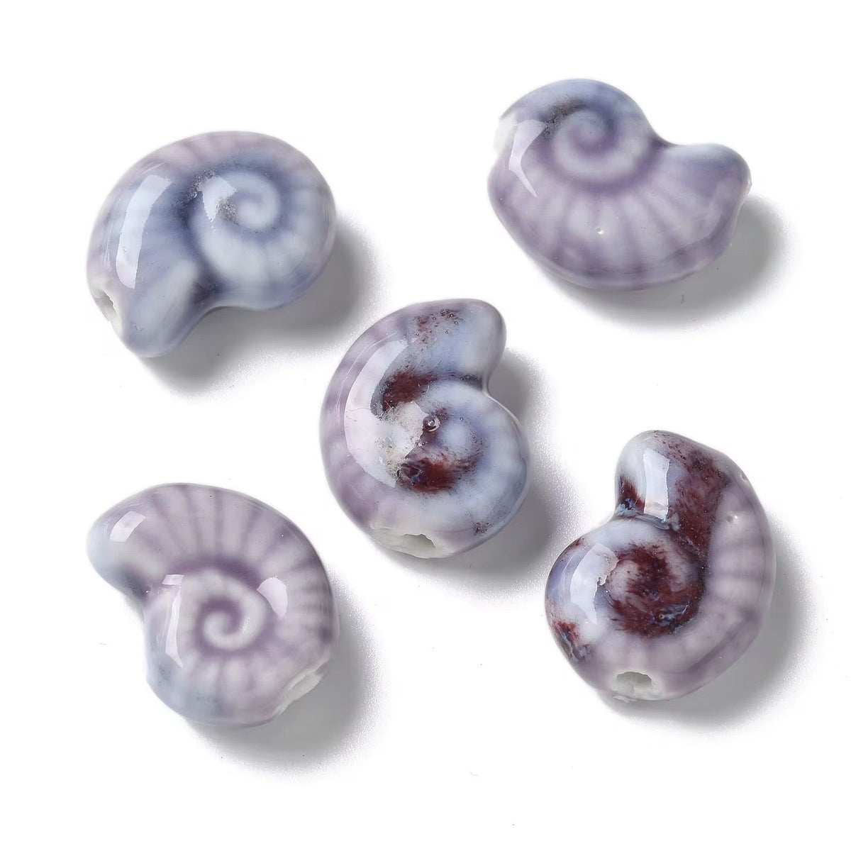 PCB15 Conch Shell Porcelian Ceramic bead ( 1 pc ) High Shine ( 21:16 mm )