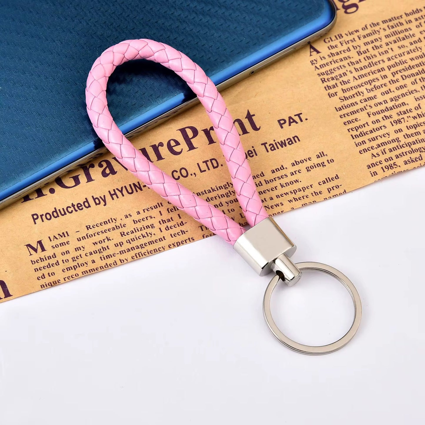 BBB 270 (f) Light Pink Clipper Keychain Vintage Leather - buckle keychain tag ( 1 pc ) ( 15 cm )