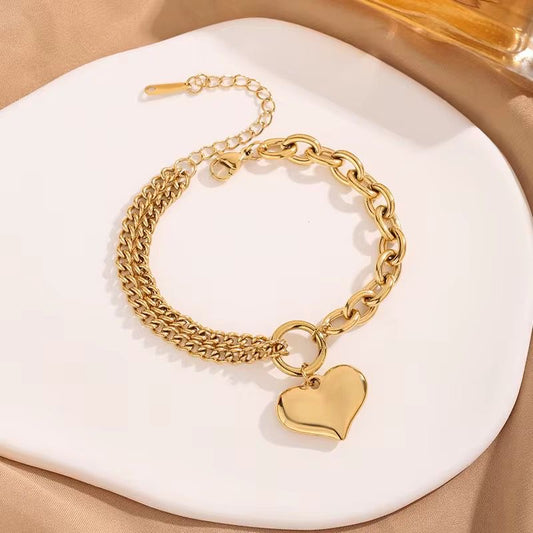 SJ 807 Chunky Heart Bracelet - 18k Gold PVD plated stainless steel - Anti tarnish