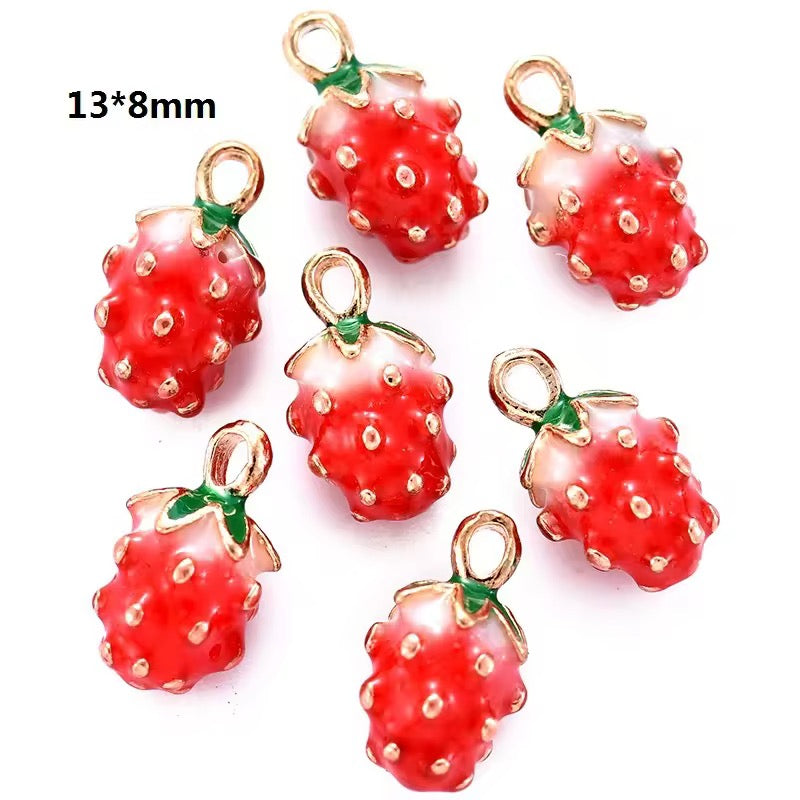 EC 2126 Raspberry Fruit enamel 14k gold plated charm ( 1 pc ) Anti tarnish