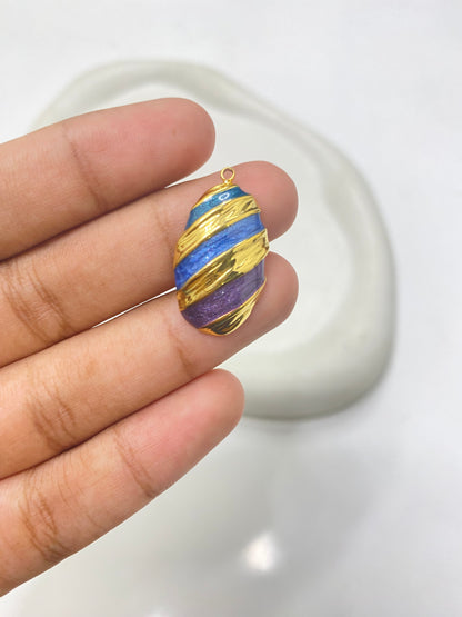 SS 2549 Vintage shiny striped charm 18k gold plated stainless steel ( 1 piece ) Anti tarnish