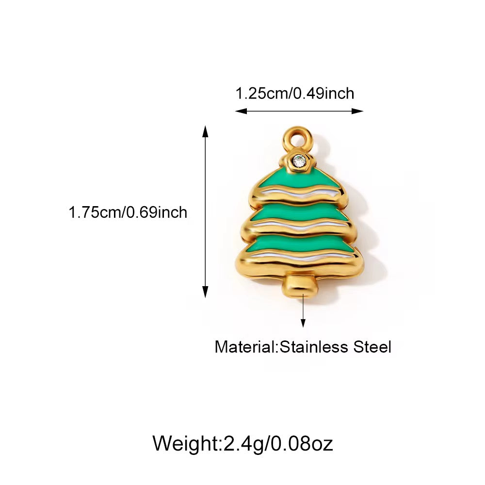 SS 1147 Christmas Tree Charm 18K Gold PVD plated stainless steel ( 1 piece ) Anti tarnish ( 18:13 mm )