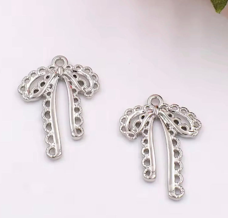 APC04X Bow Spray painted Charm ( 1 pc ) High Quality Alloy ( 28:20 mm )
