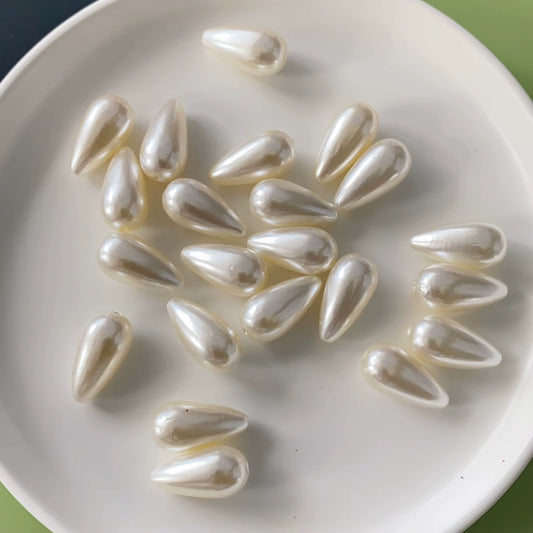 BBB 226 (n) White Pearly Waterdrop Acrylic bead ( 1 pc ) UV Plated ( 15:22 mm )