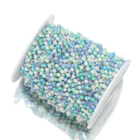 CN 360 Light Blue dual toned crystal 18k gold PVD plated 316 Stainless steel chain ( 1 feet ) Anti tarnish