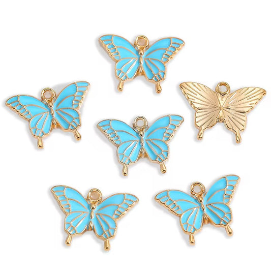 BBB 318 (b) Light Blue Butterfly enamel charm ( 1 pc ) High quality shine ( 20:14 mm )