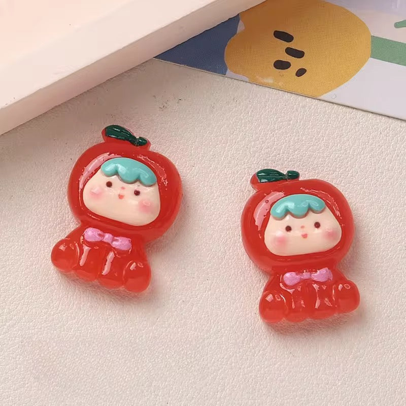 BBB 069 (a) Red Fruit baby cartoon Kawai themed resin charm ( 1 pc ) with / without Hook