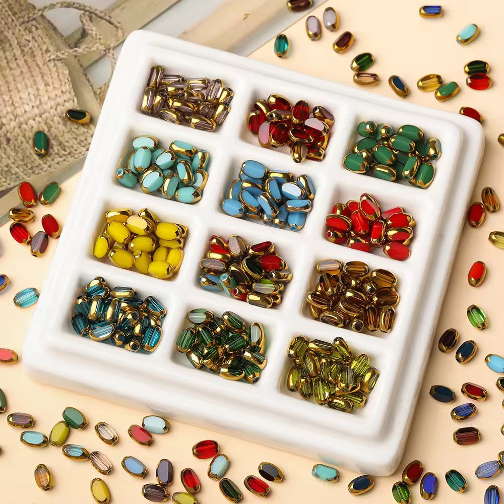 GB01A Gold Edge Faceted Crystal glass bead ( 1 pc ) Lampwork Bead