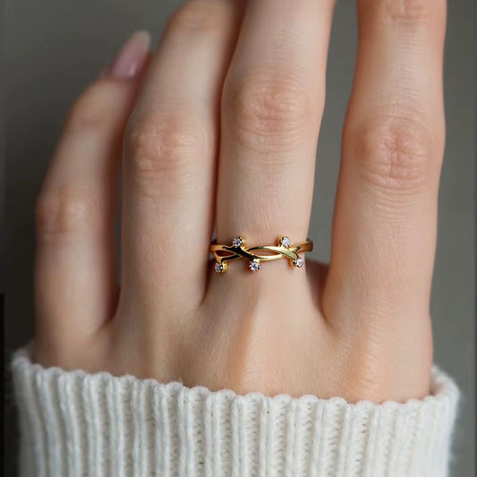 SJ 946 Zircon Floral Ring Adjustable - 18k PVD plated Brass - Anti tarnish