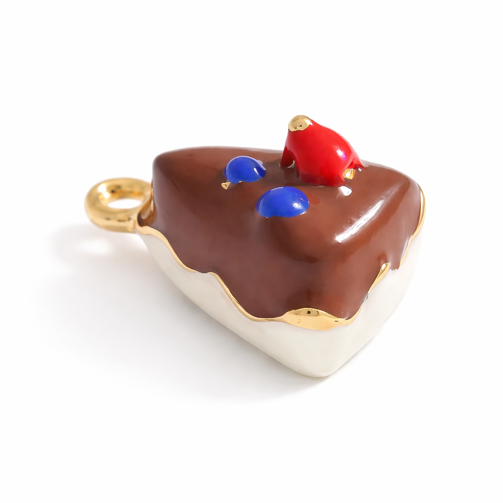 SS 3057 Chocolate Dripping Cake 3D Enamel Charm - 316 SS PVD ( 1 pc ) Premium Collectible | Anti tarnish