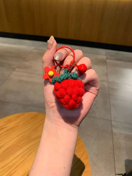 PK 52 Strawberry Cute Fruit 3D wool Plush Toy Keychain ( 1 pc ) Imported Premium Quality