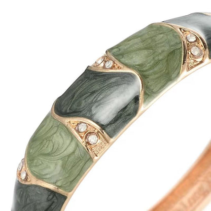 GSJ01A Green Dripping Art Thick Cuff Bracelet 14k gold plated - Anti tarnish