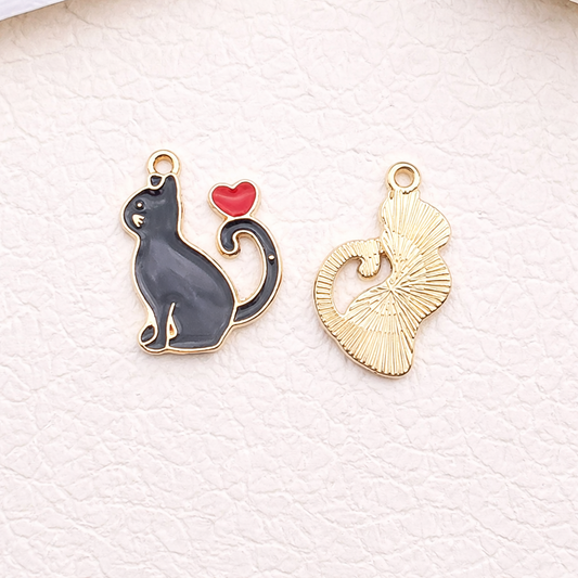BBB 338 (f) Cat enamel charm ( 1 pc ) High quality shine ( 15:21 mm )