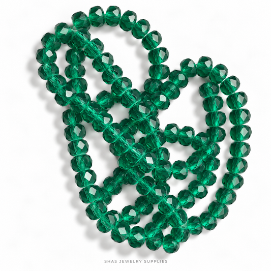GB80D Emerald Green Wheel Crystal Beads ( 1 pc ) AAA Quality