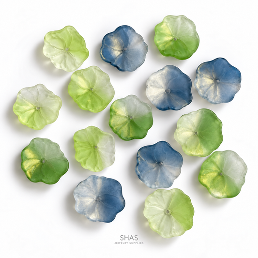 GB77 Lotus Leaf Glass Beads ( 1 pc ) Czech Bead