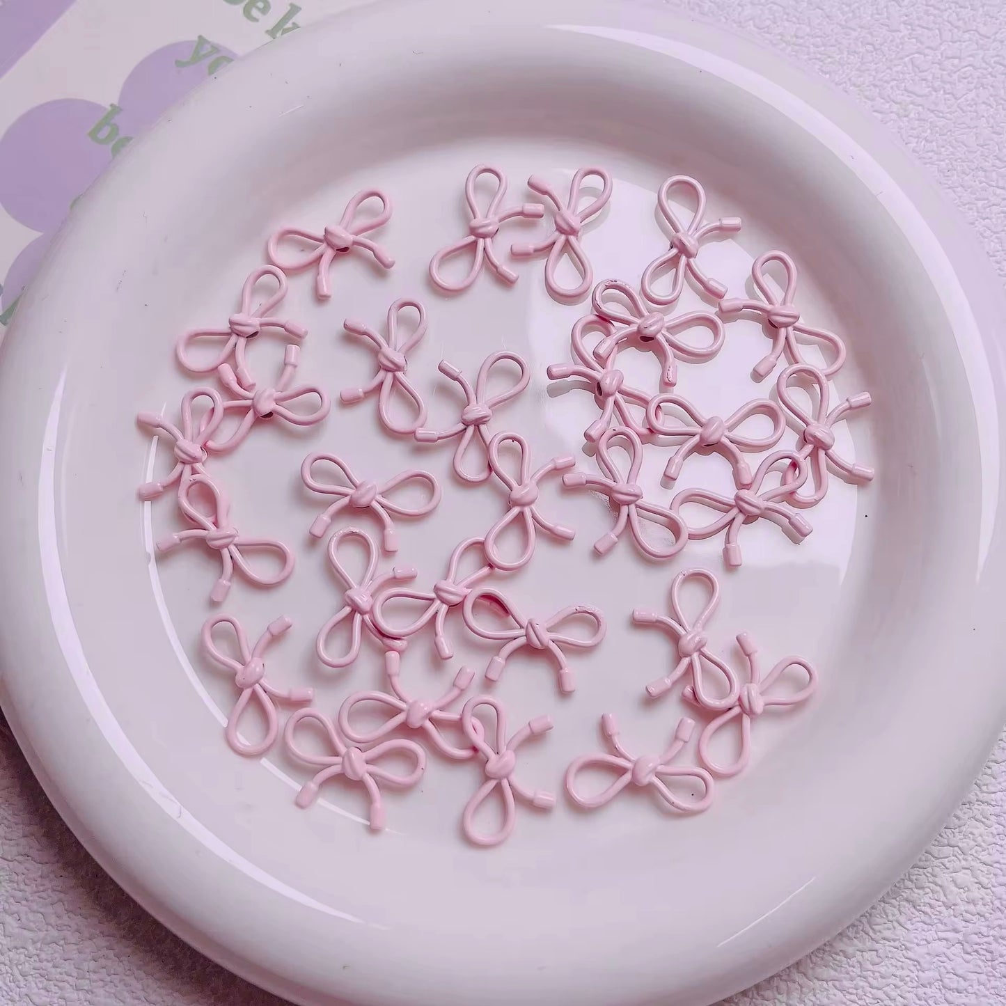 BBB 046 ( J ) Pastel pink Butterfly knot vertical hole bead ( 1 pc )