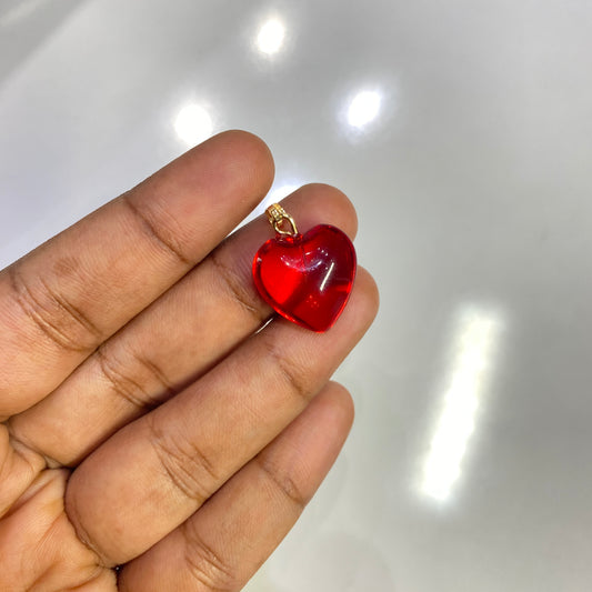SS 1028  Red heart glass bead pendant ( 1 pc )