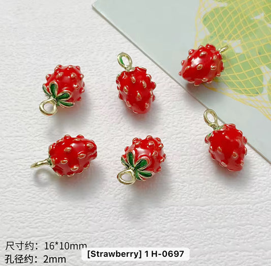 SS 2882 Strawberry Fruit enamel 14k gold plated charm ( 1 pc ) Anti tarnish