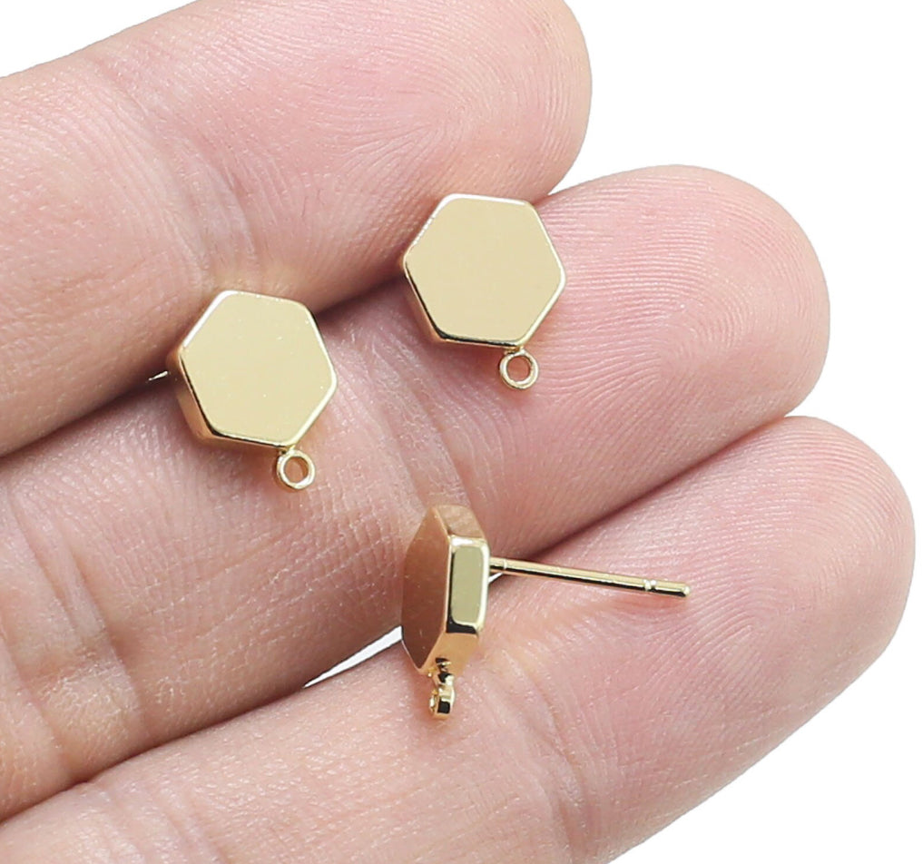 GP 2340 Hexagon stud 18k gold plated ( 2 pc ) - anti tarnish