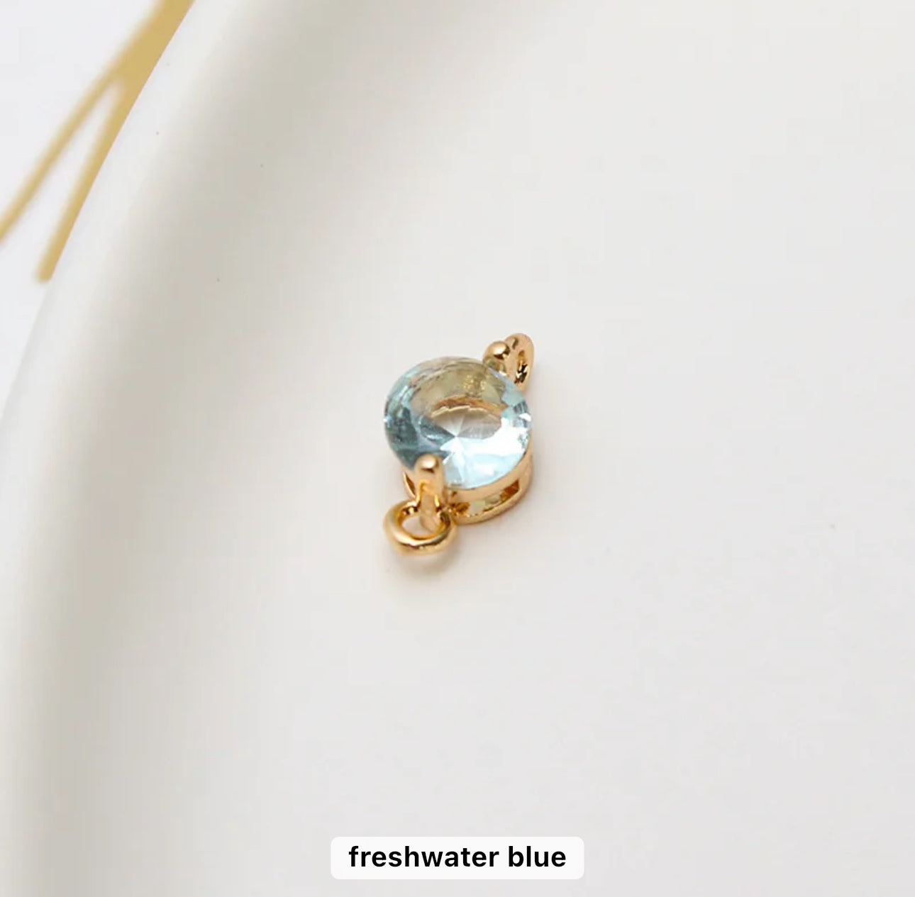 CZ 1361 light blue gold plated crystal connector- per piece - anti tarnish