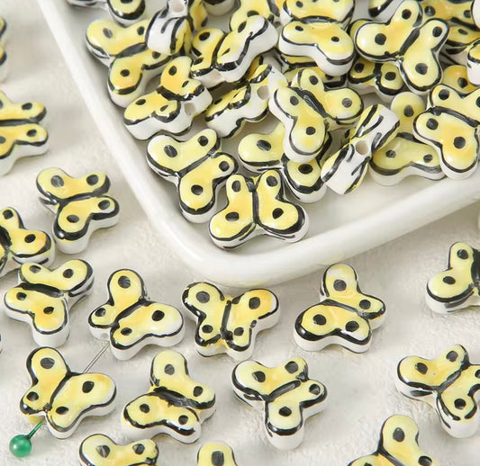 BBB 301 (b) Butterfly Ceramic Bead ( 1 pc ) Porcelian Ceramic ( 13:17 mm )