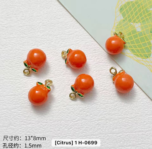 SS 2881 Orange Fruit enamel 14k gold plated charm ( 1 pc ) Anti tarnish