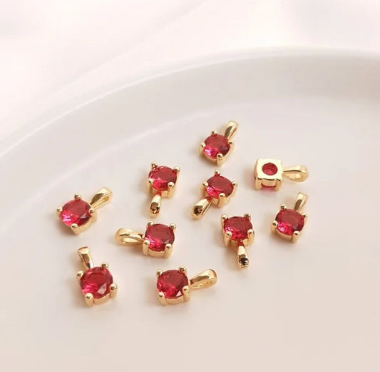 CZ 1449 Red gold plated zircon charm - per piece - anti tarnish