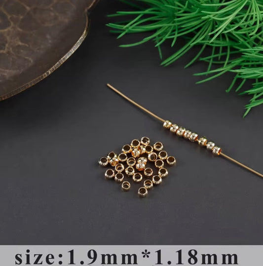 SS 3158 Crimp bead 18k gold plated ( 1 pc ) Anti tarnish