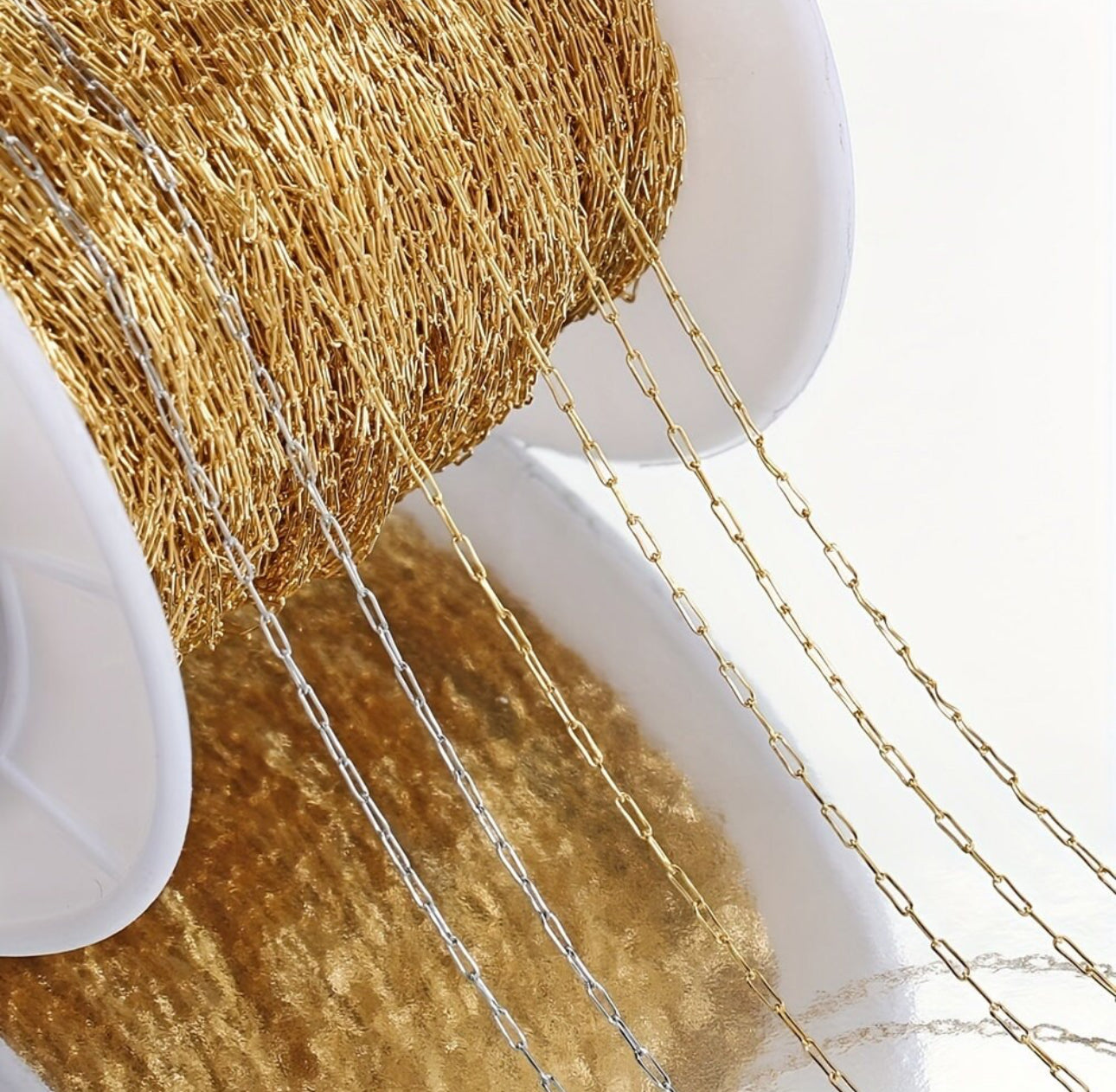Daintiest paper clip chain 14k gold plated ( 1 feet ) Anti tarnish