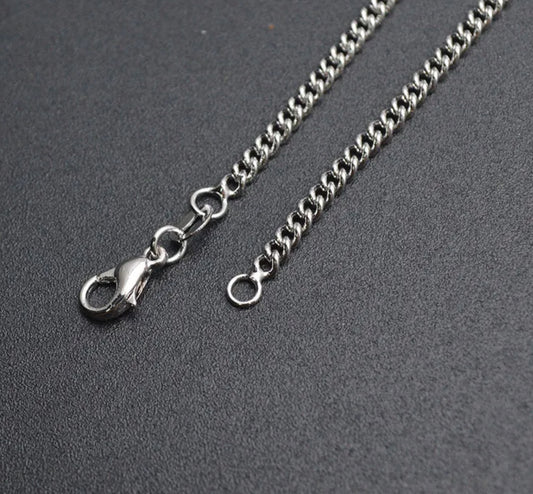 RC 09 (3mm) Curb chain silver plated ready chain ( 1 pc ) - anti tarnish