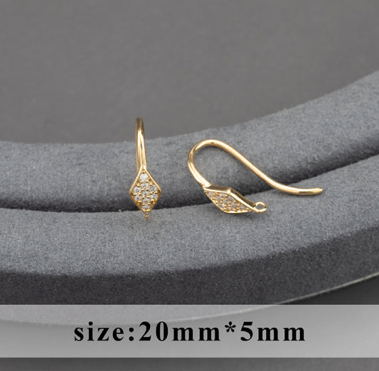 SS 1084 Zircon Hook 18k gold plated ( 2 pc ) Anti tarnish
