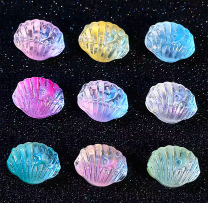 BBB 014 Shell star embedded glass lamp work bead ( 1 pc )