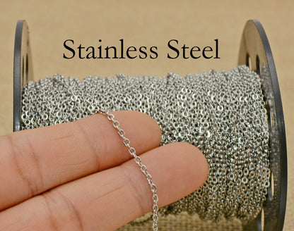 CN 18 Dainty chain Silver 316 Stainless steel ( 1 Feet ) Anti tarnish