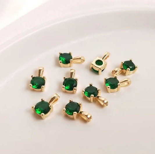 CZ 1448 Green gold plated zircon charm - per piece - anti tarnish