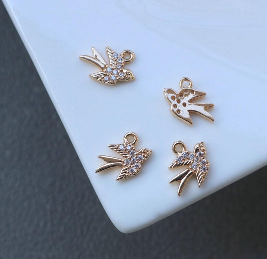 SS 2791 Bird Zircon Charm 14k gold plated ( 1 pc ) Anti tarnish ( 9:12 mm )