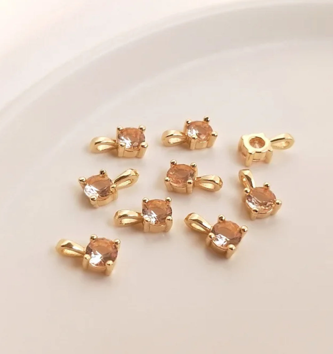 CZ 1444 orange gold plated charm - per piece - anti tarnish
