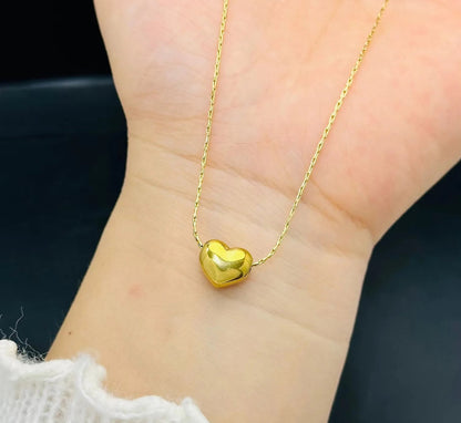 NSJ11D Tiny Minimalistic Heart Necklace - 18k Gold PVD plated 316 stainless steel - Anti tarnish