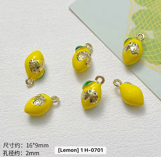 SS 2876 Lemon Fruit enamel 14k gold plated charm ( 1 pc ) Anti tarnish