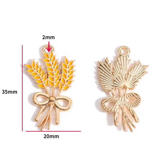 BBB 416 (h) Wheat grass Enamel Charm ( 1 pc ) High Quality Shine