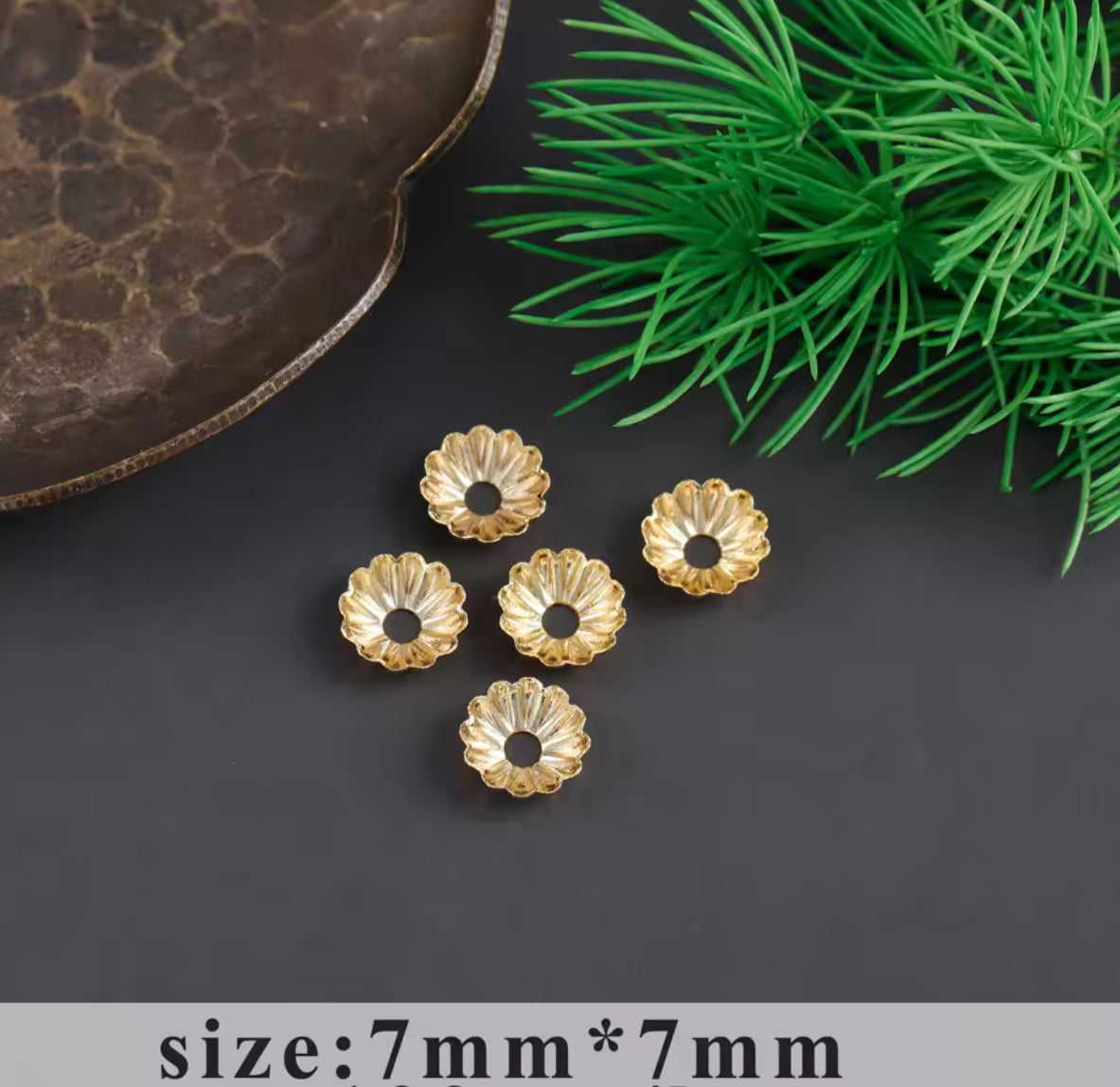 CZ 2394 Flower bead cap 14k gold plated ( 1 pc ) - anti tarnish