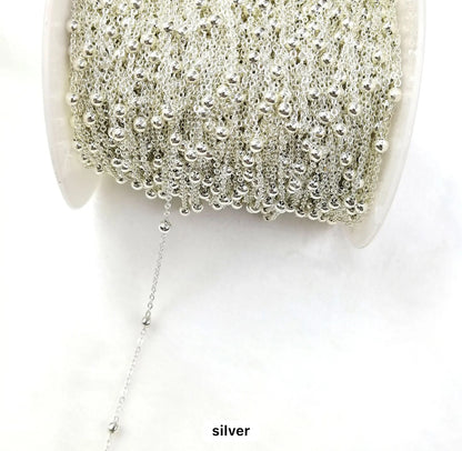 CN 125 Satellite bead silver plated chain ( 1 feet ) Anti tarnish